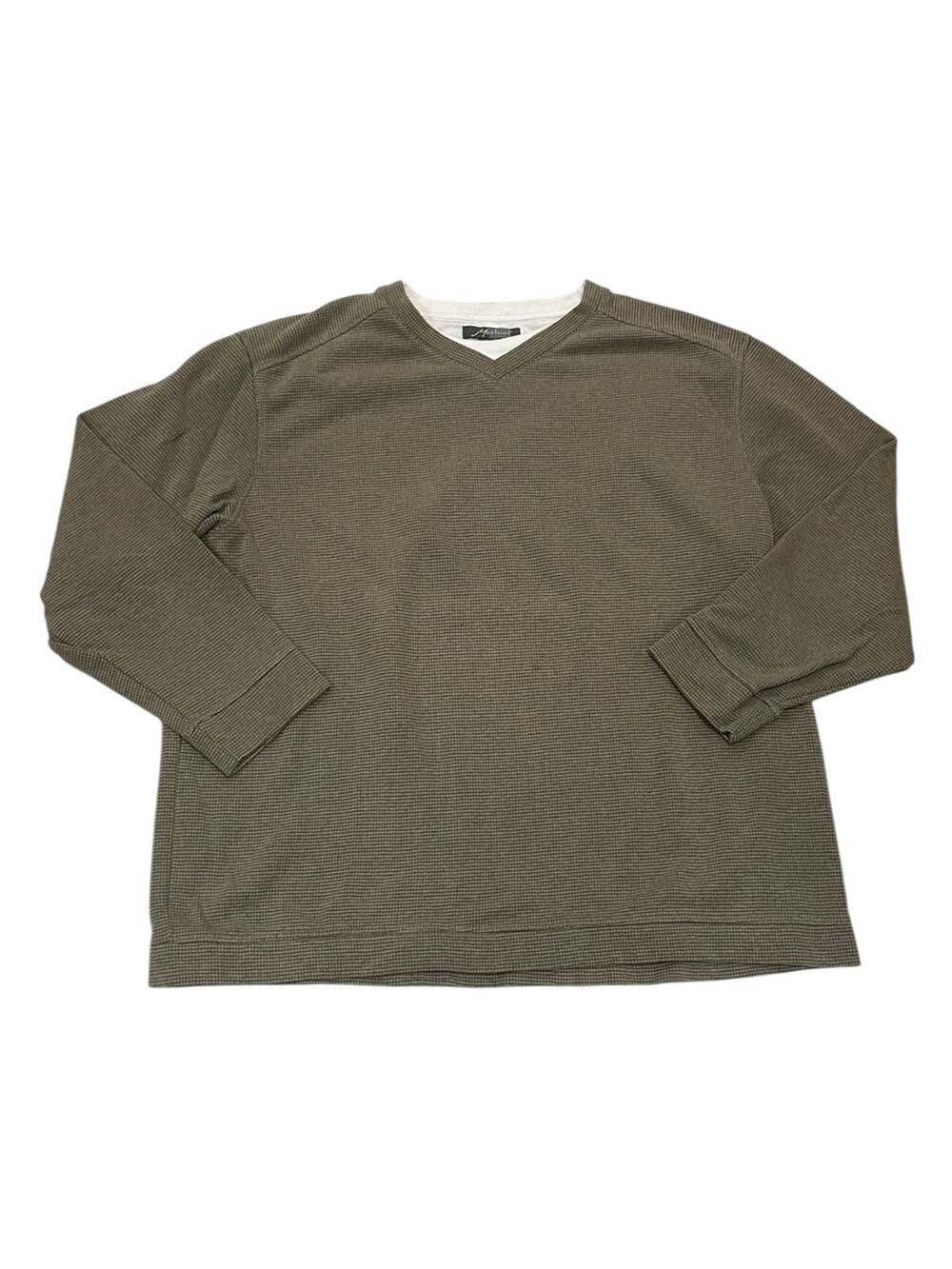 Method Olive Green Waffle Knit Thermal Long Sleeve V-Neck Shirt Men's Size XL